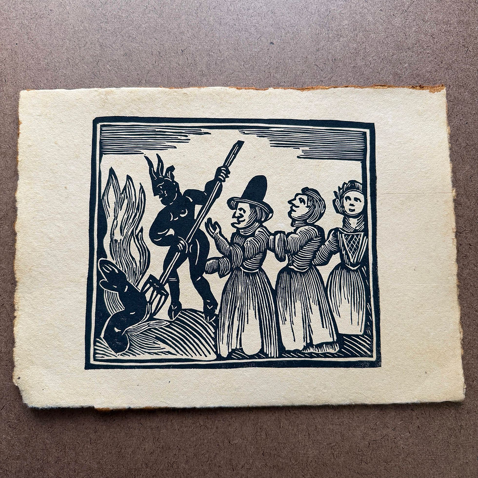 Thumbnail: Stoking the Fires - Reproduction Linocut Print