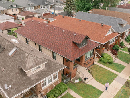 Kolmena Drone View after a roofing project.