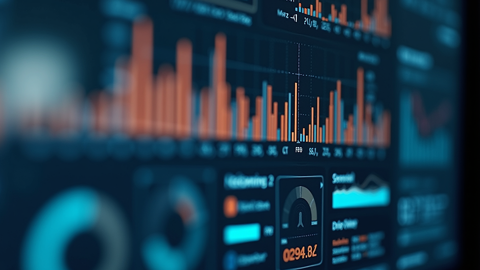 Close-up view of a digital dashboard displaying analytics