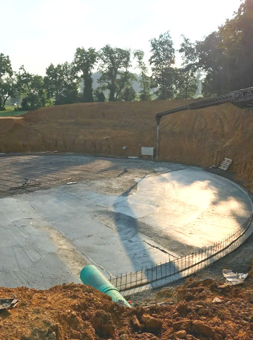 concrete base for agricultural storage tank