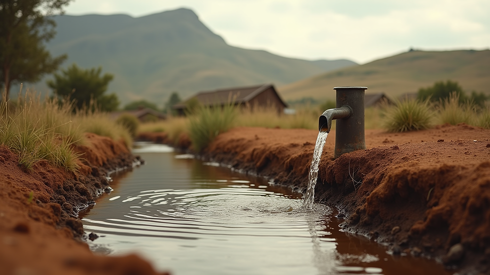 Eye-level view of a water source in a rural Eastern Cape community