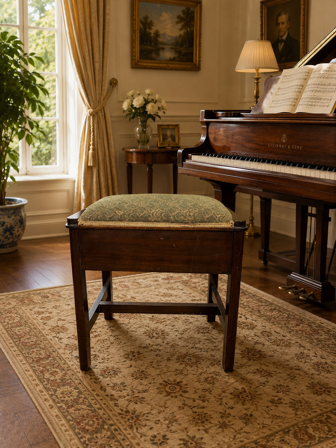 Vintage Music Stool With Storage