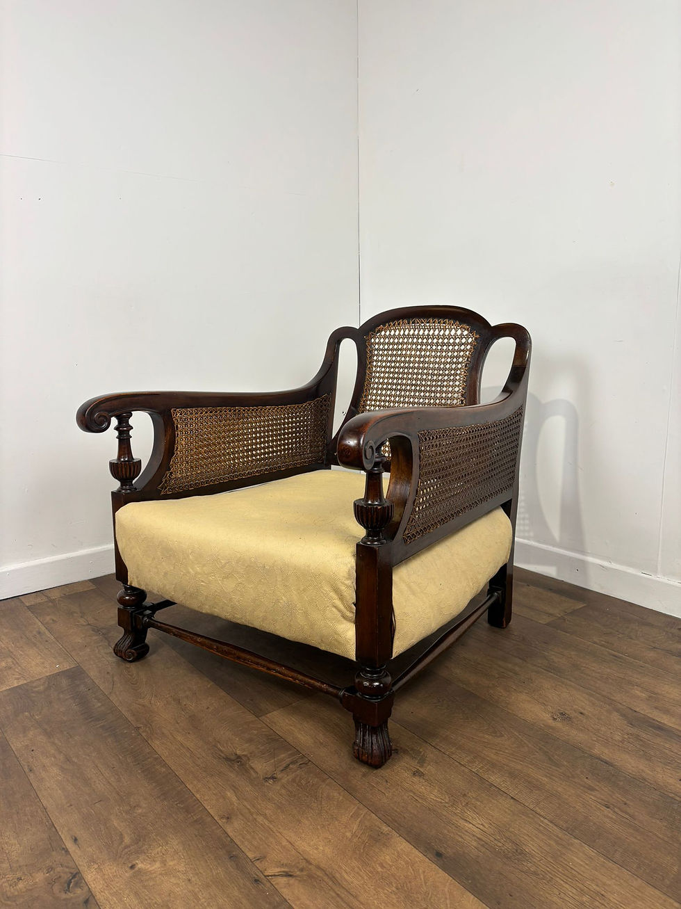 Thumbnail: Edwardian Beech Framed Bergère Armchair