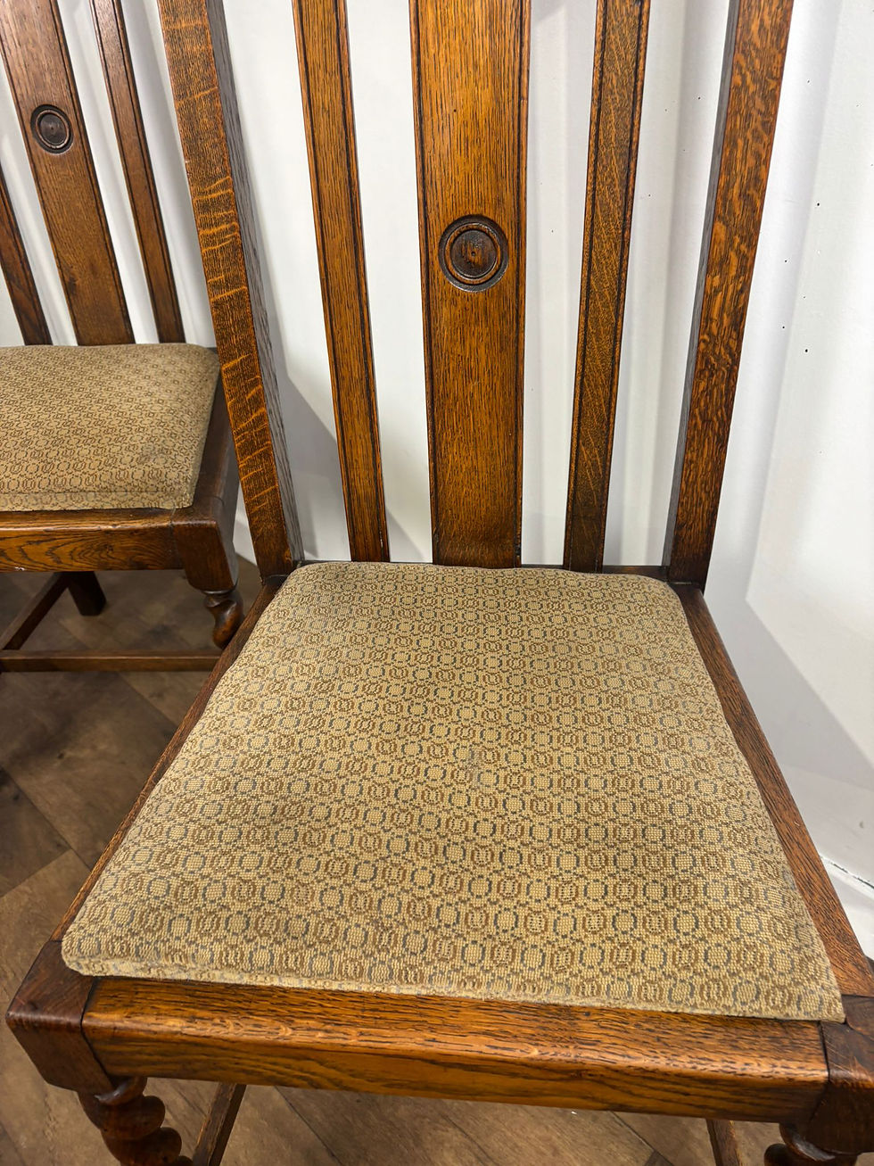 Thumbnail: Vintage Set of Four Oak High Back Barley Twist Dining Chairs