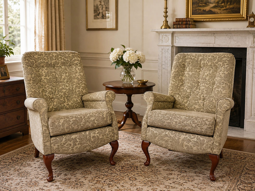 Pair of Reproduction Button Backed Upholstered Armchairs