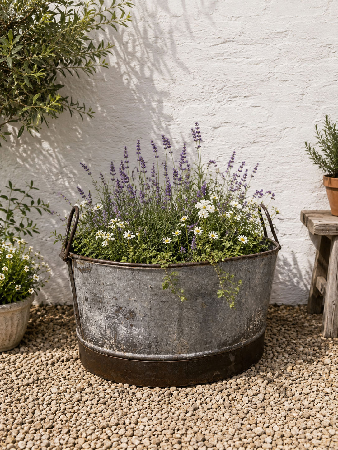 Large Rustic Metal Planter / Trough