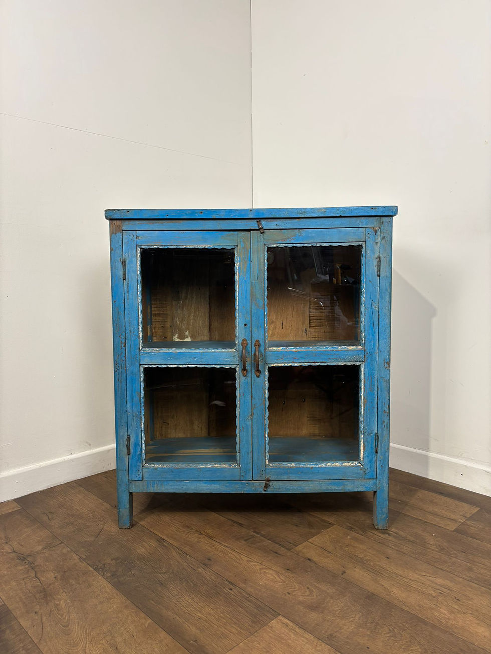 Thumbnail: Rustic Reclaimed Wood Indian Blue Display Cabinet