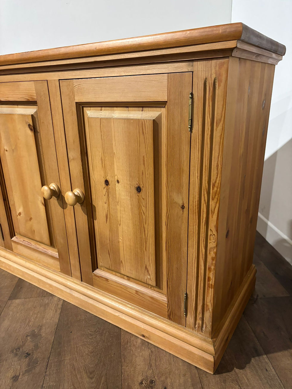 Thumbnail: Contemporary Stripped Pine Three Door Cabinet