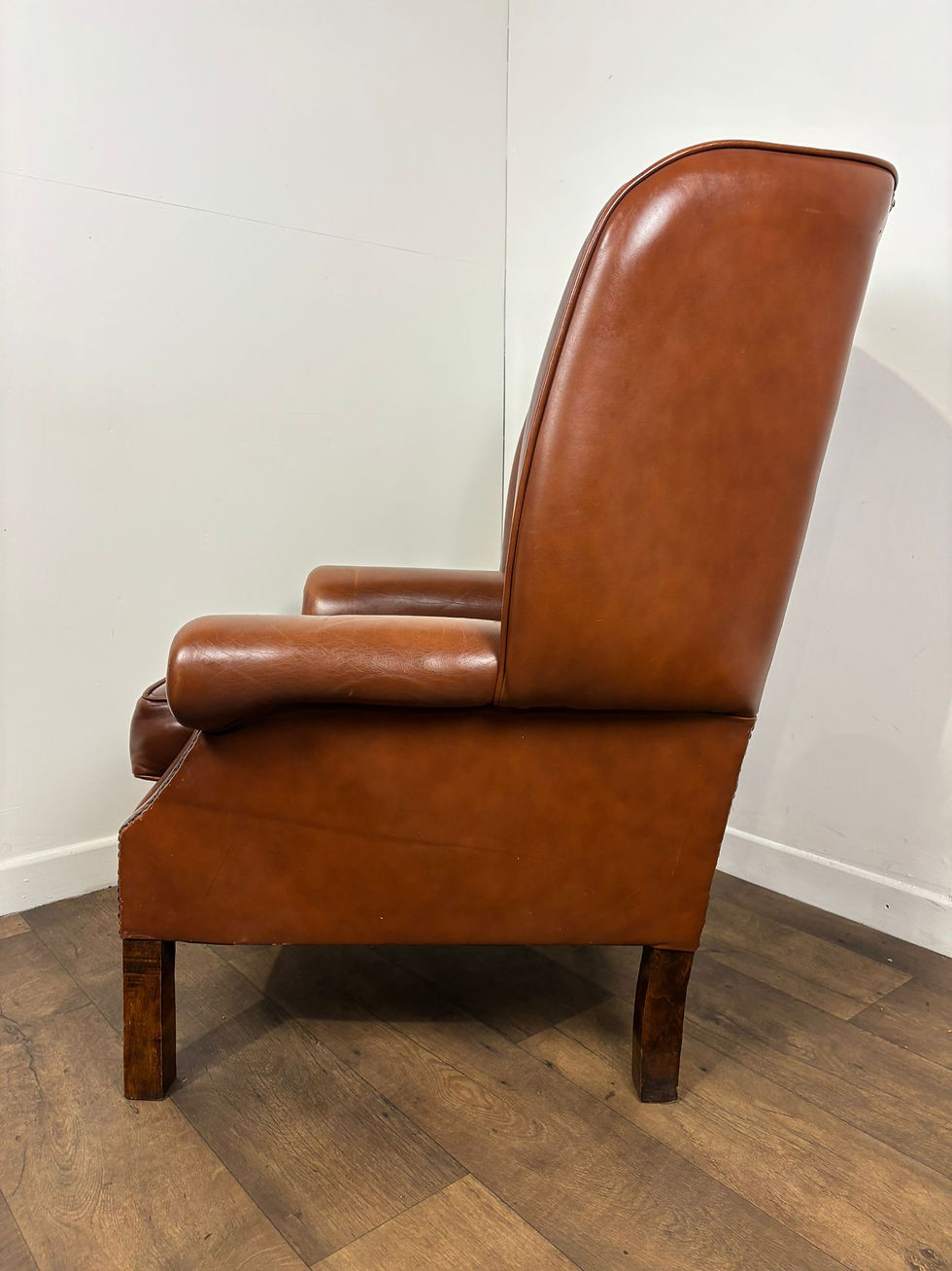 Thumbnail: Tan Leather Chesterfield Style Wingback Armchair