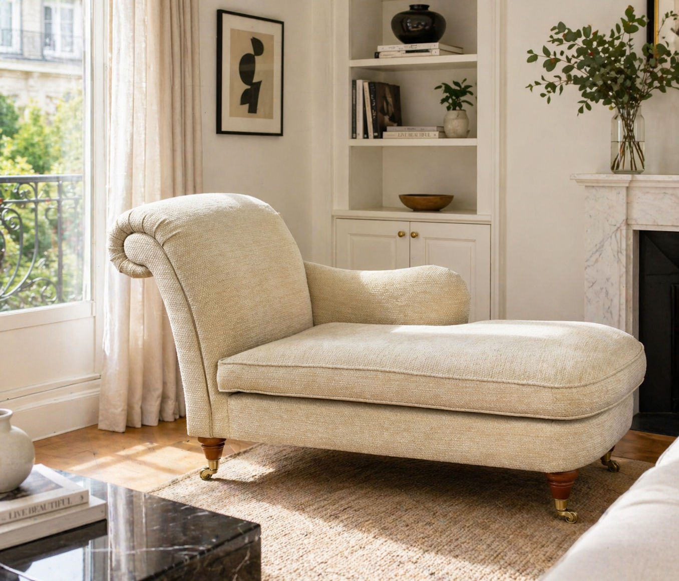 Contemporary Beige Half-Size Chaise Longue