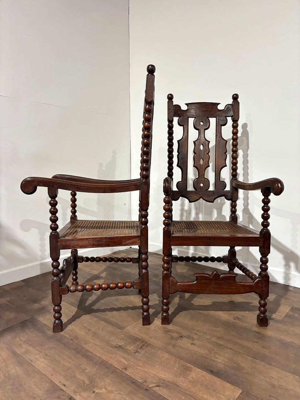 Thumbnail: Pair of Victorian Oak Bobbin Chairs