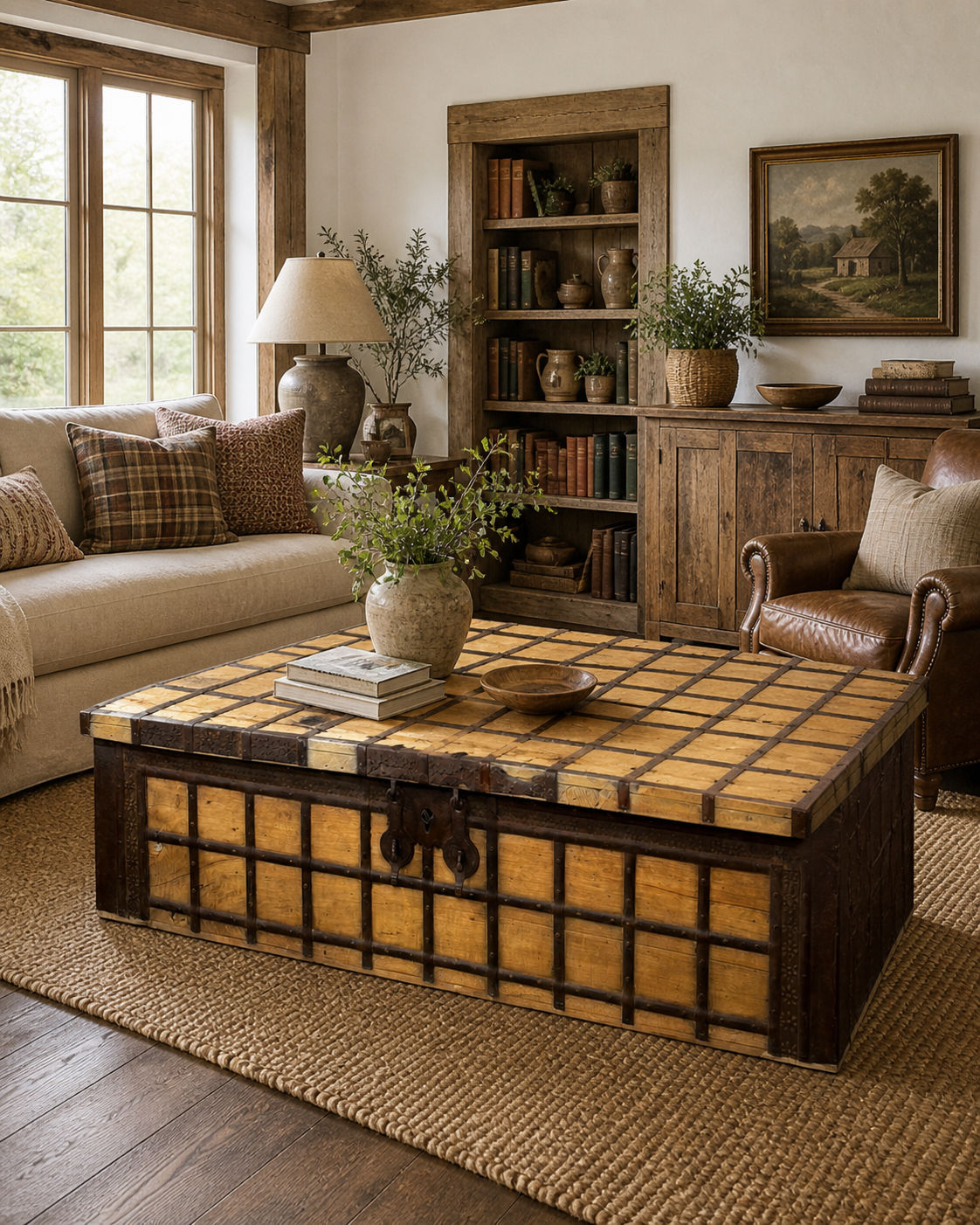 Very Large Bleached Rustic Indian Trunk / Coffee Table