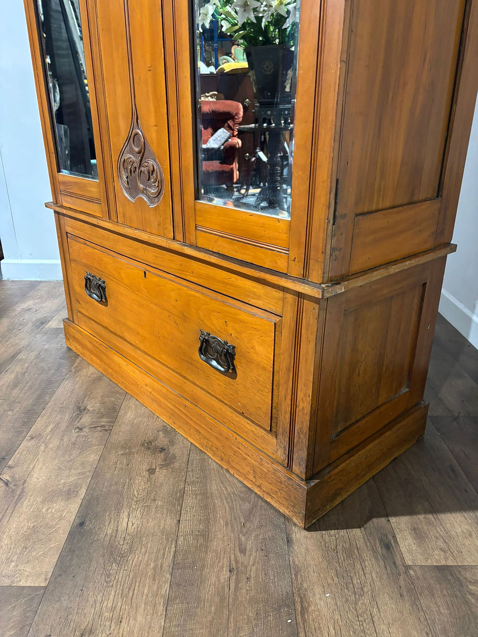 Thumbnail: Edwardian Satinwood Wardrobe with Mirrored Doors