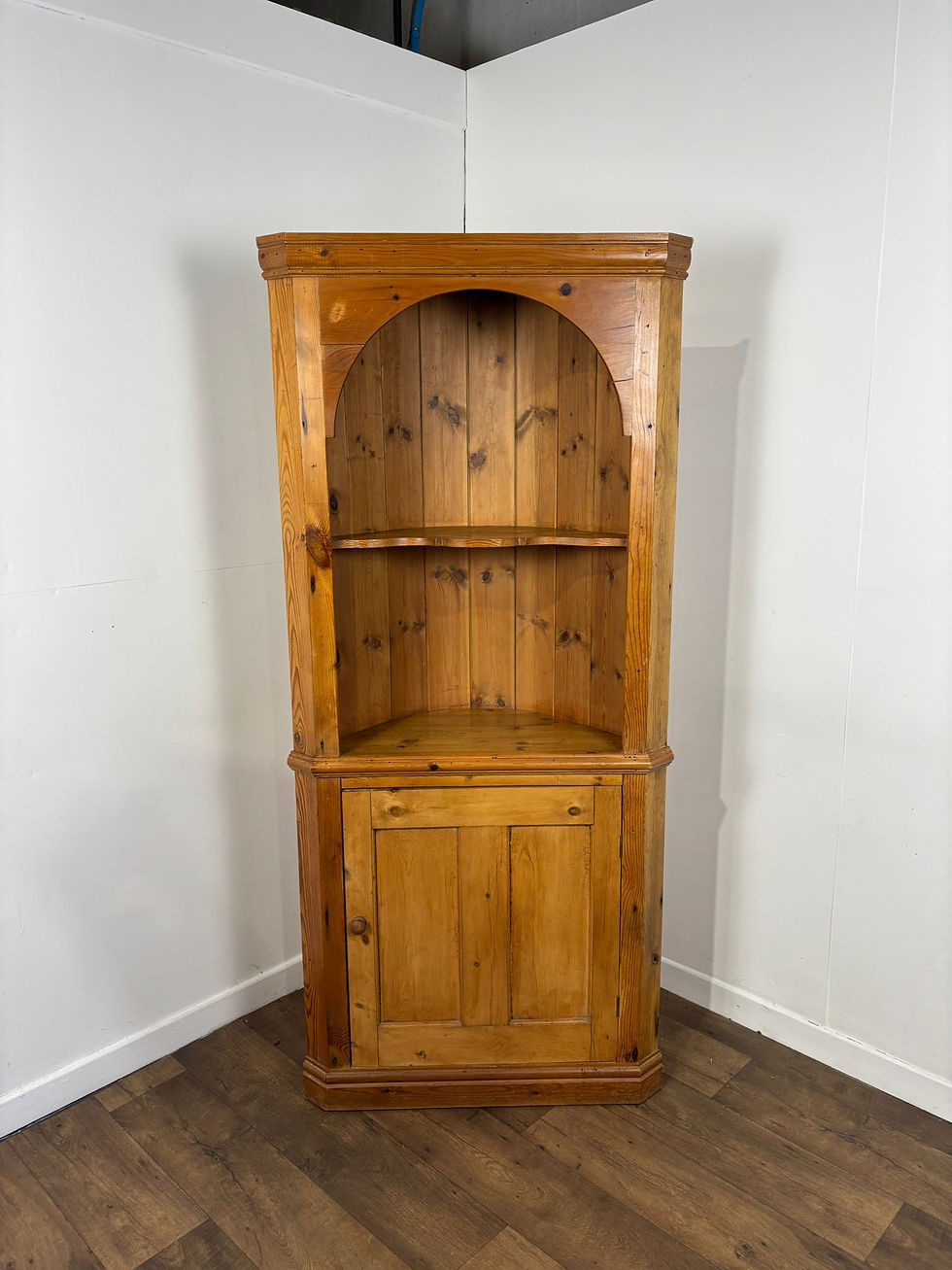 Thumbnail: Solid Waxed Pine Barrel Back Corner Cupboard