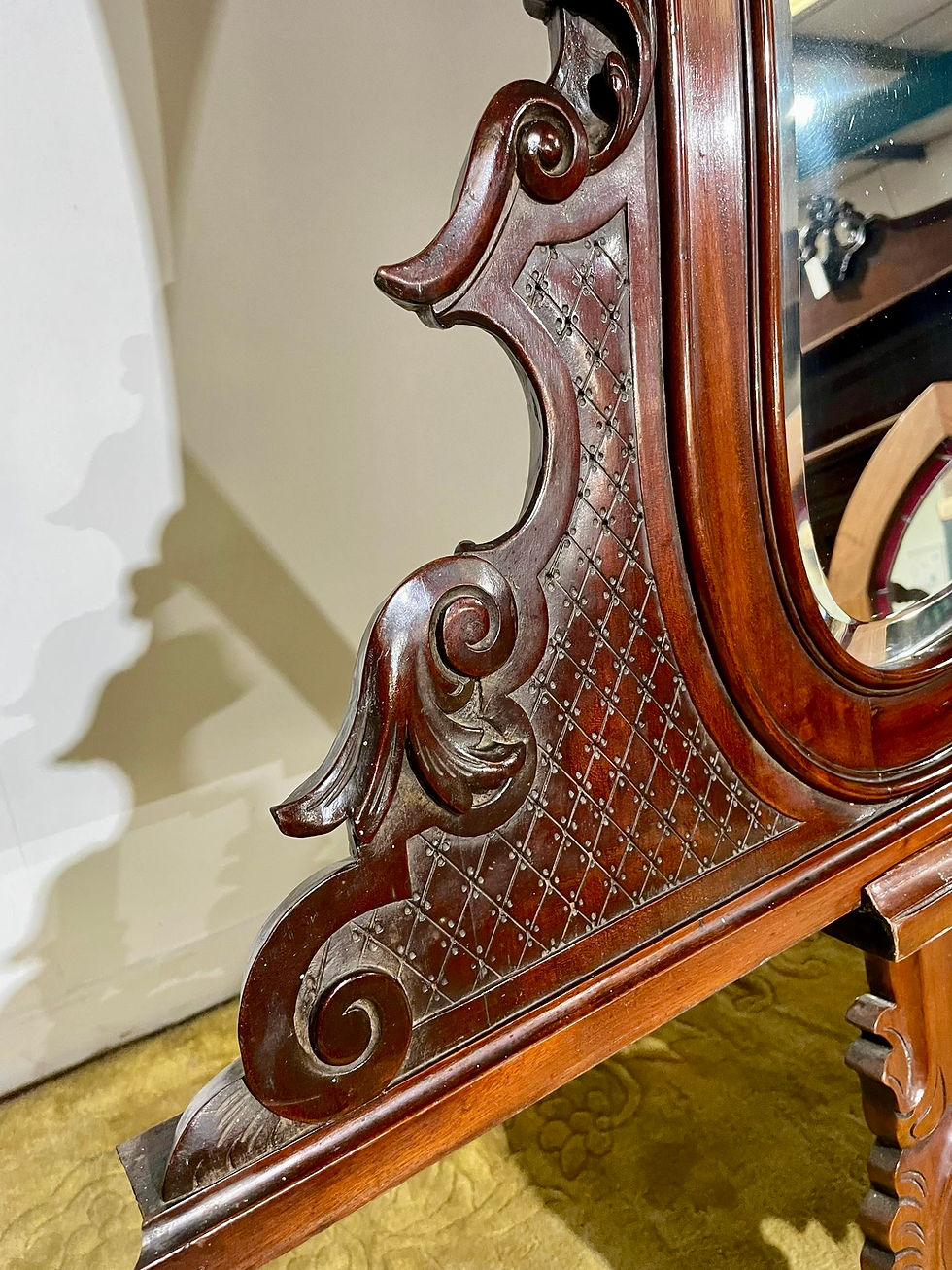 Thumbnail: Large Victorian Ornate Mahogany Framed Wall Mirror
