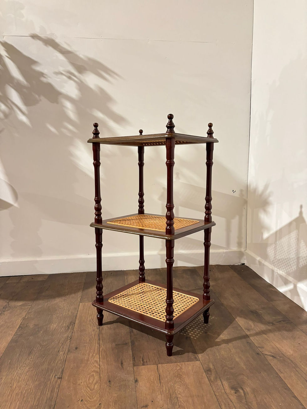 Reproduction Mahogany & Wicker What-Not