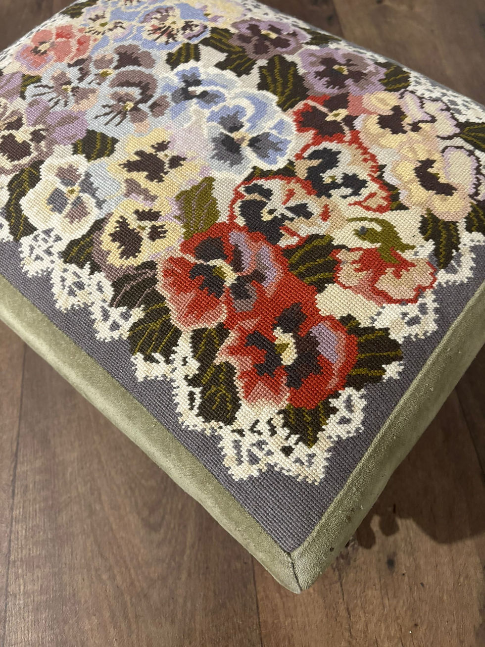 Thumbnail: Contemporary Tapestry Upholstered Metal  Framed Rectangular Footstool