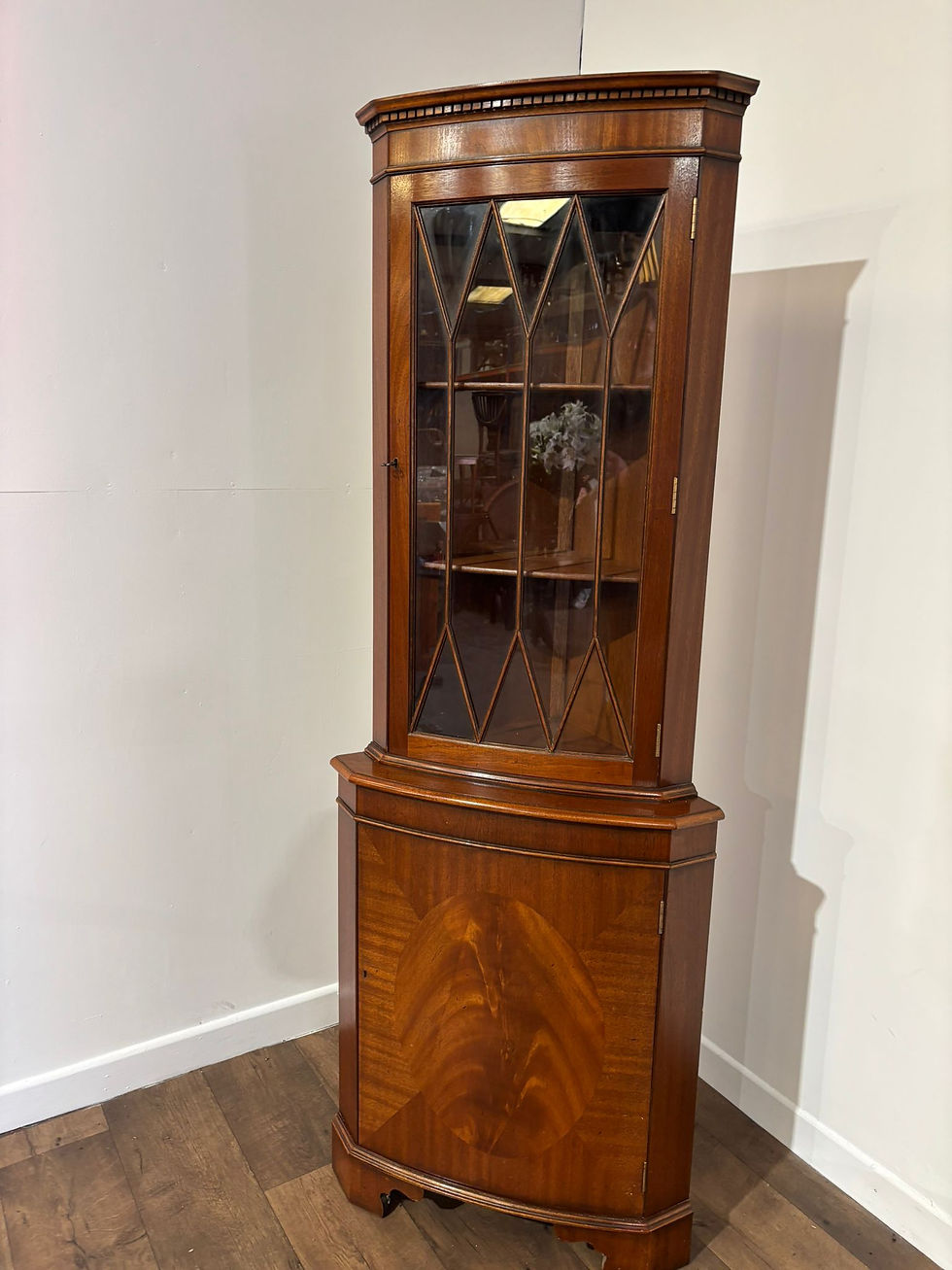 Reproduction Mahogany Corner Cabinet