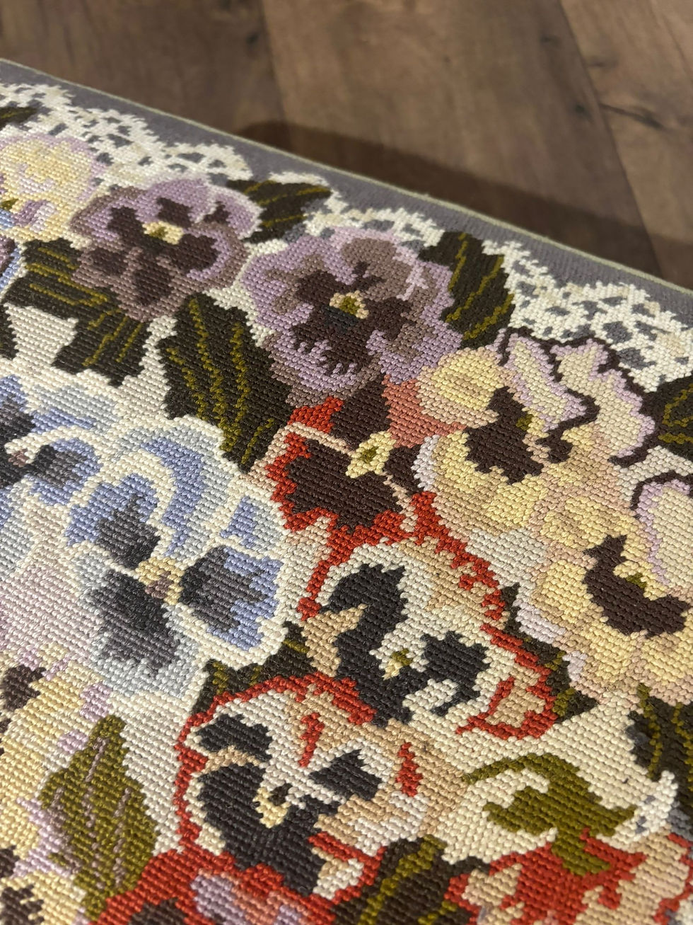 Thumbnail: Contemporary Tapestry Upholstered Metal  Framed Rectangular Footstool
