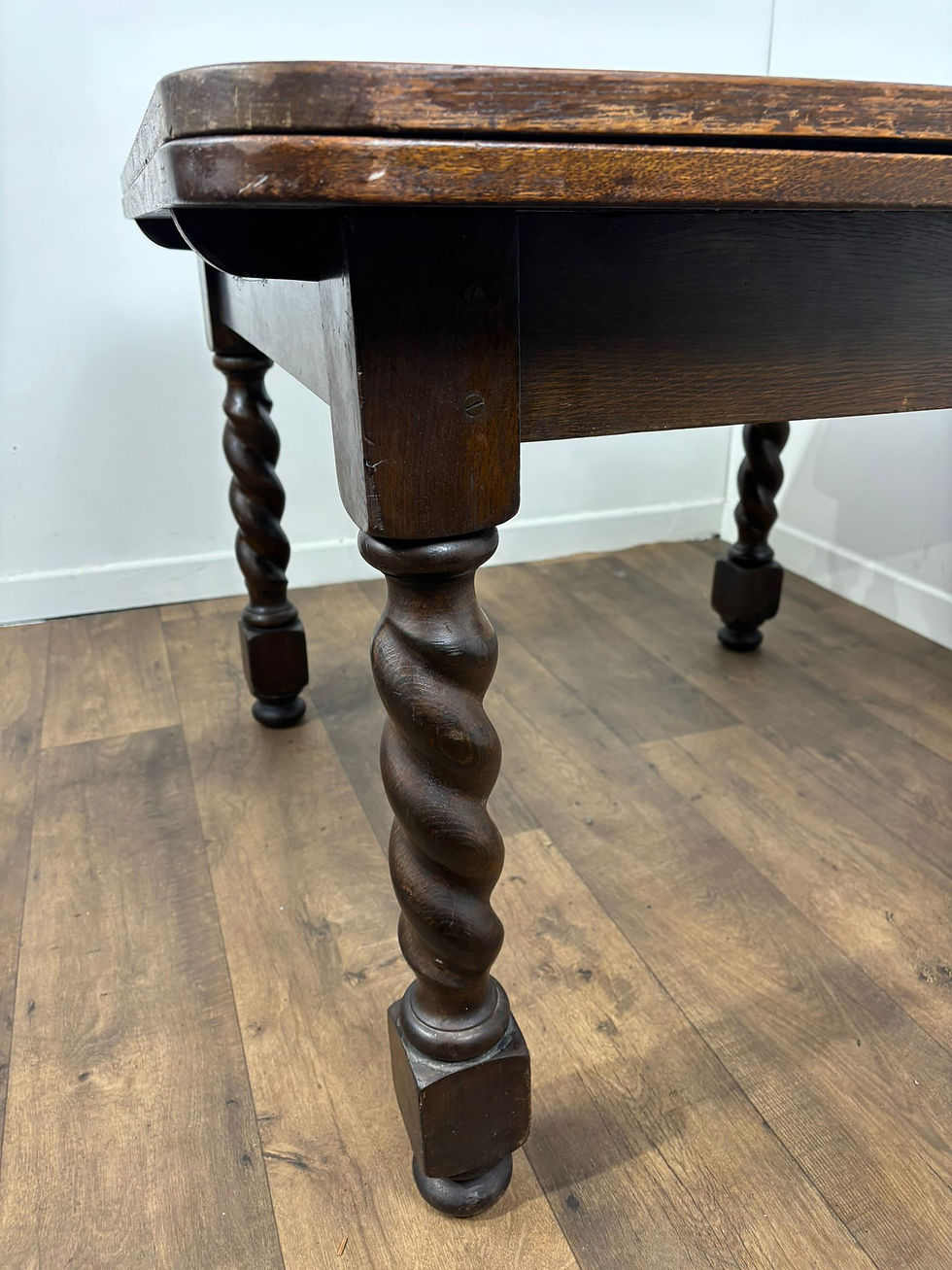 Thumbnail: Vintage Oak Barley Twist Draw Leaf Dining Table