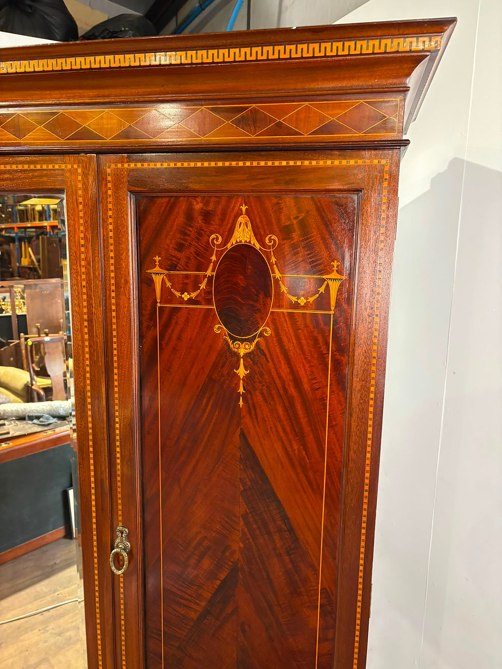 Thumbnail: Edwardian Mahogany Inlaid Wardrobe