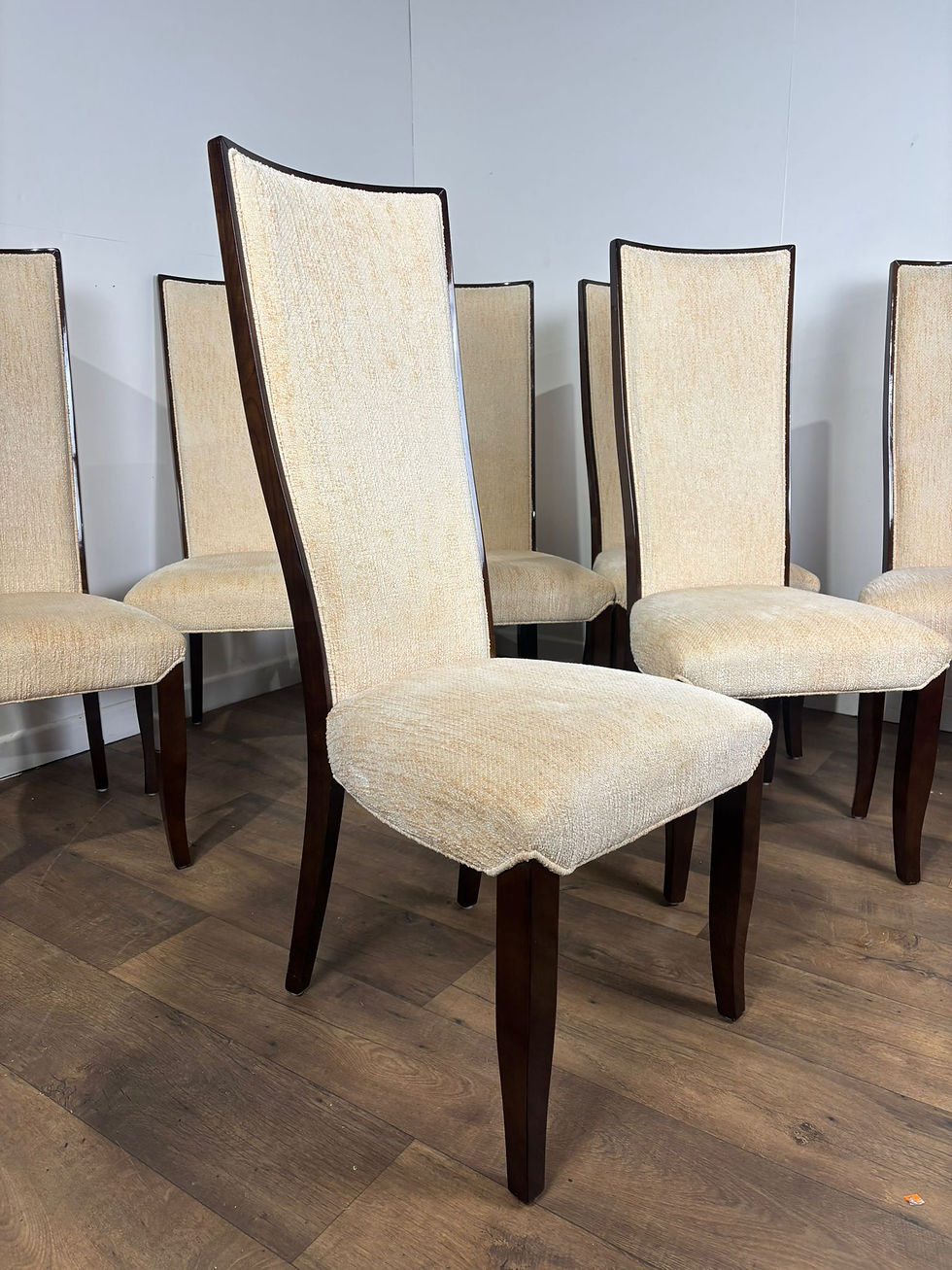 Thumbnail: Set of Eight Matching Upholstered High Back Mahogany Dining Chairs