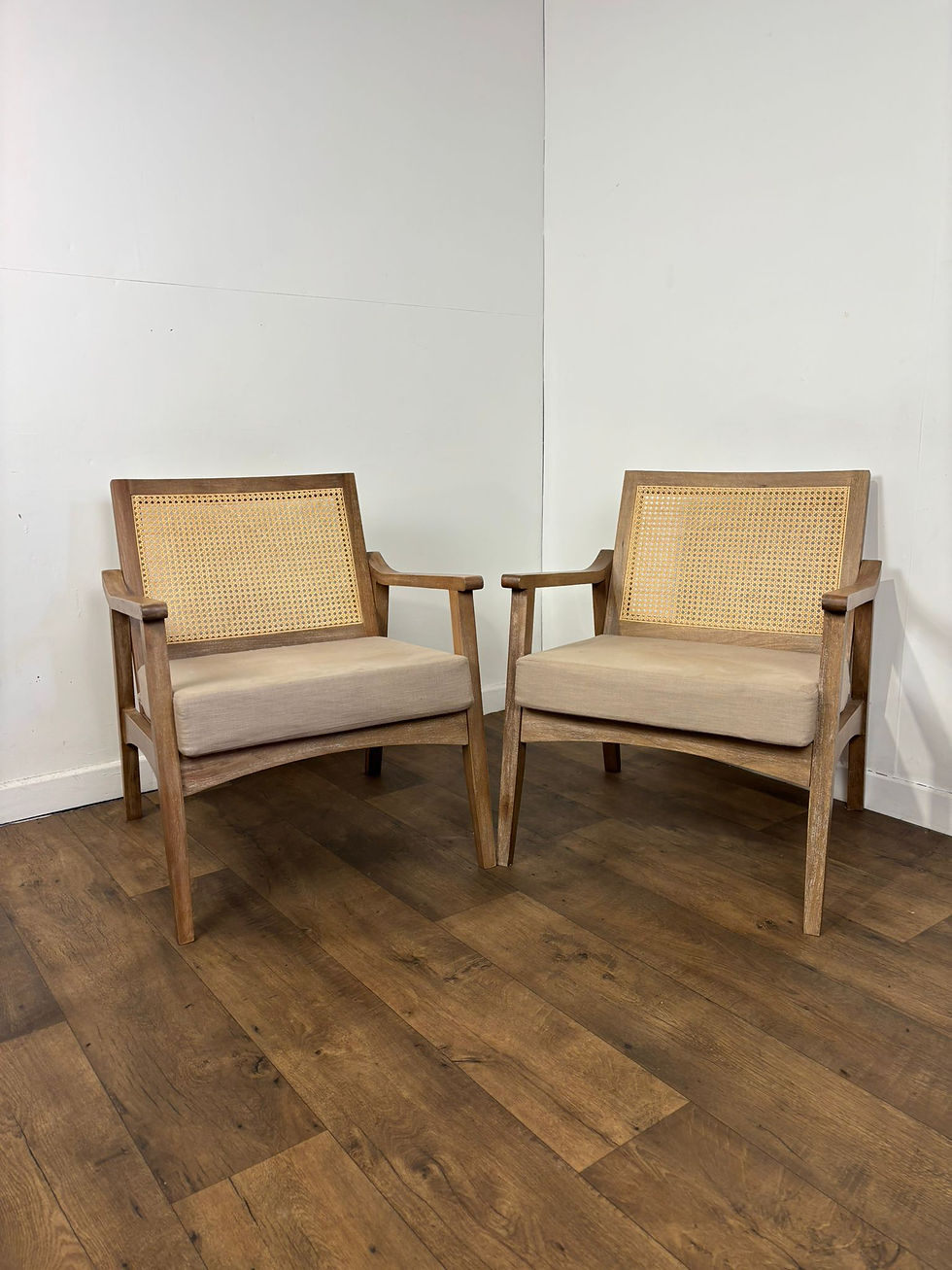 Thumbnail: Pair Of Modern Armchairs With Bergere Panels