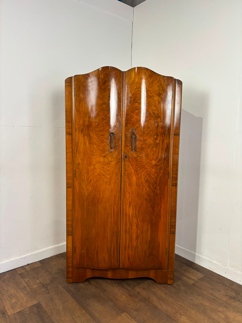 Thumbnail: Vintage Walnut Veneered Single Wardrobe