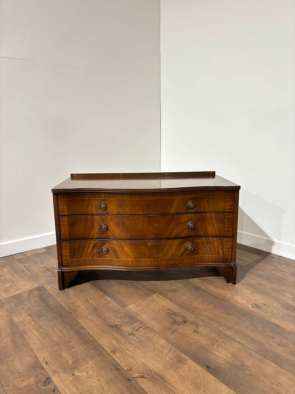 Reproduction Mahogany Serpentine Fronted Three Drawer Chest