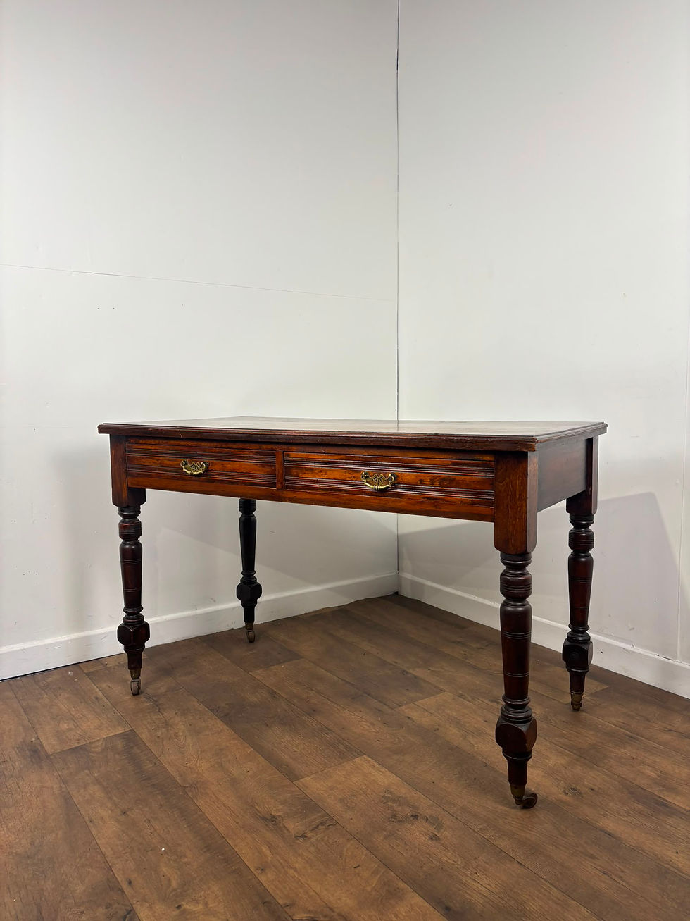 Thumbnail: Edwardian Red Walnut Two Drawer Ladies Writing Table