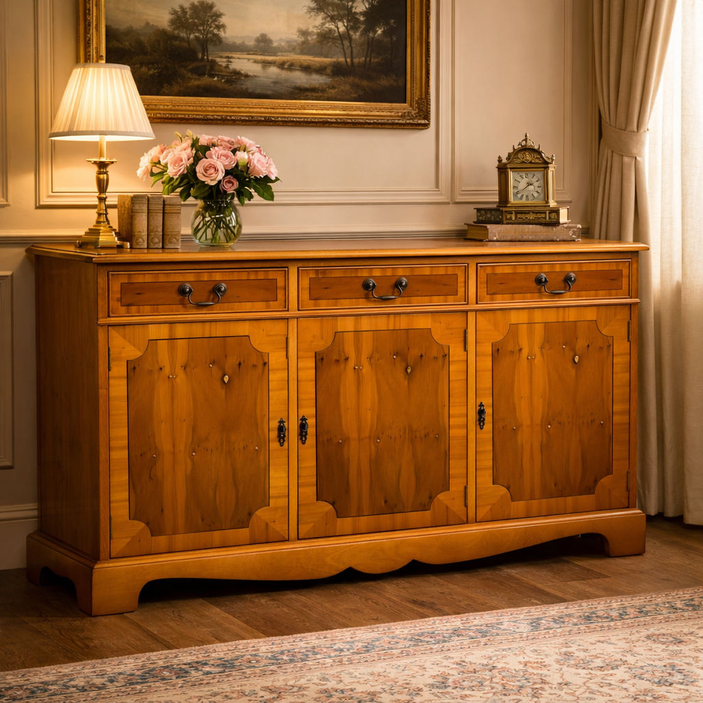 Reproduction Yew Wood Sideboard