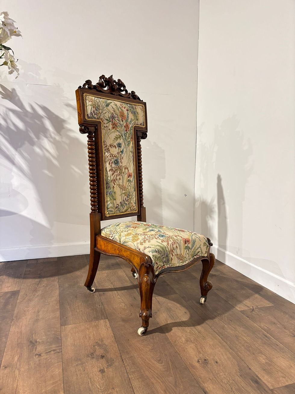 Thumbnail: Victorian Walnut Prie-Dieu with Tapestry Upholstery