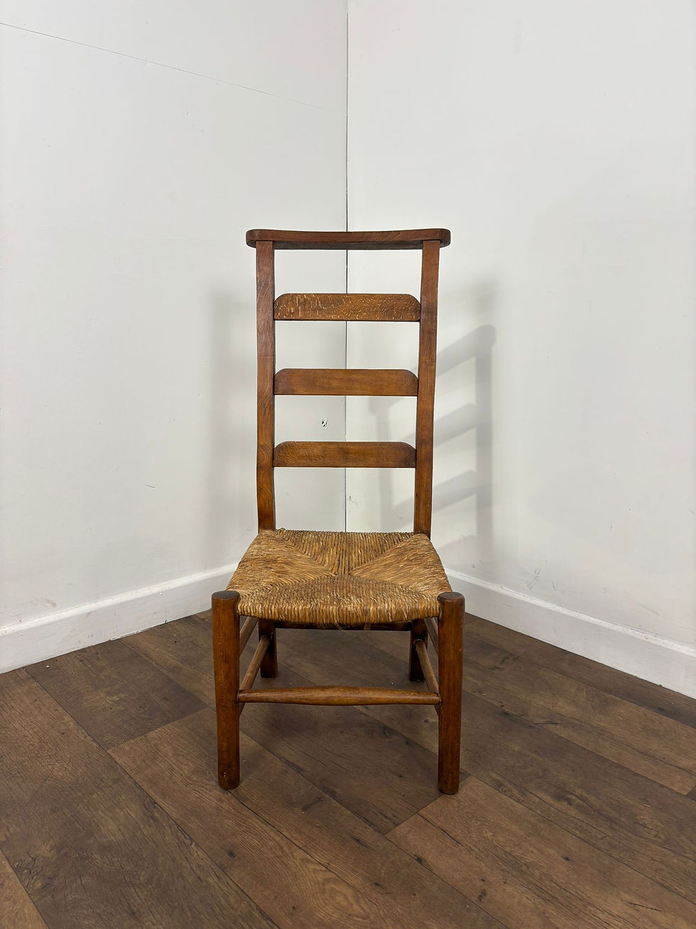 Thumbnail: Antique Beech Rush Seat Prayer Chair
