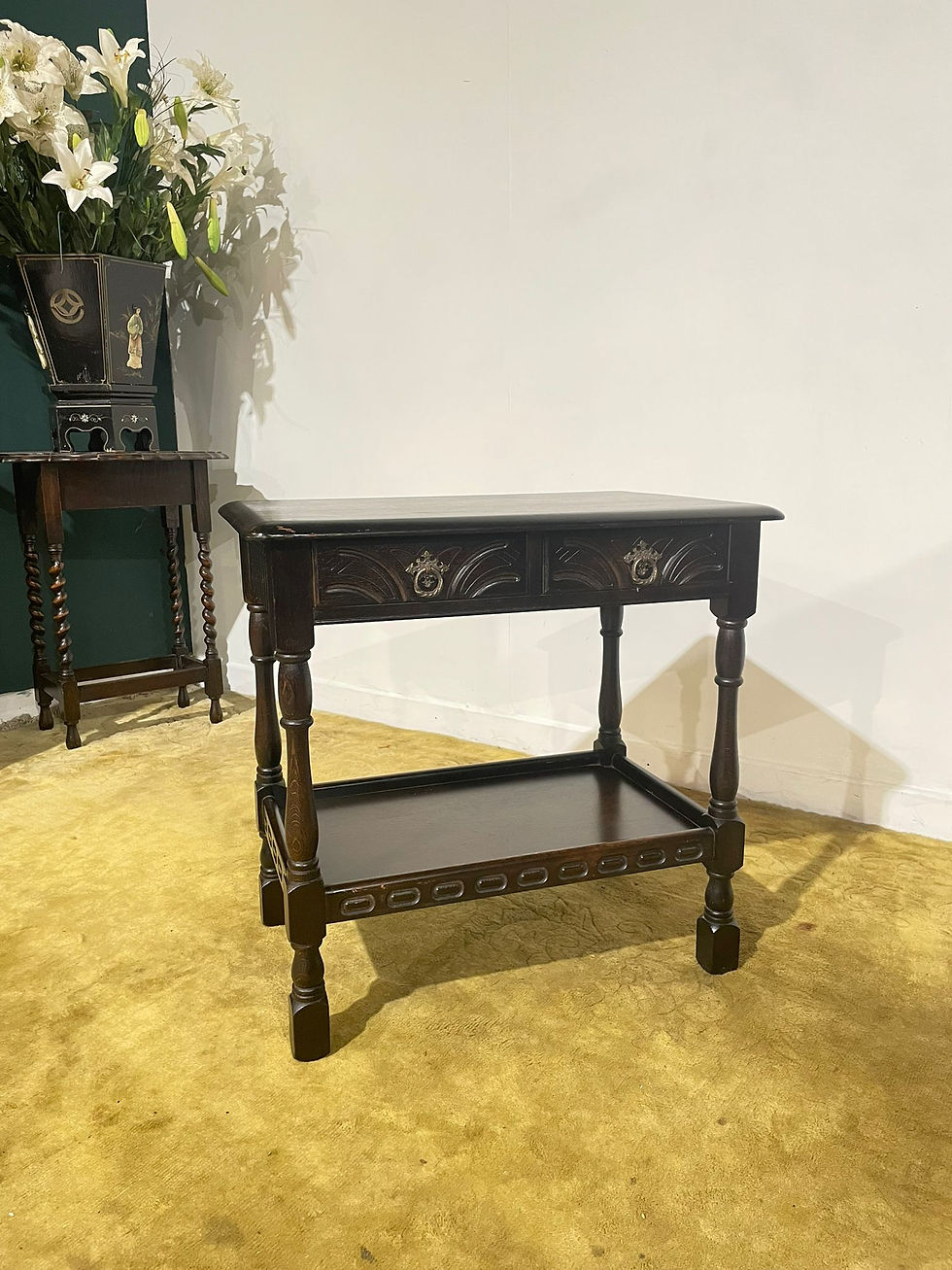 Vintage Priory Style Side Table With Drawers