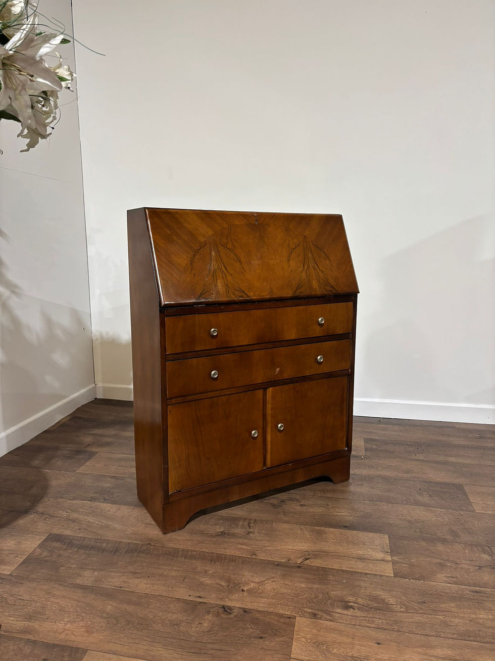 Thumbnail: Slim Vintage Walnut Fitted Bureau