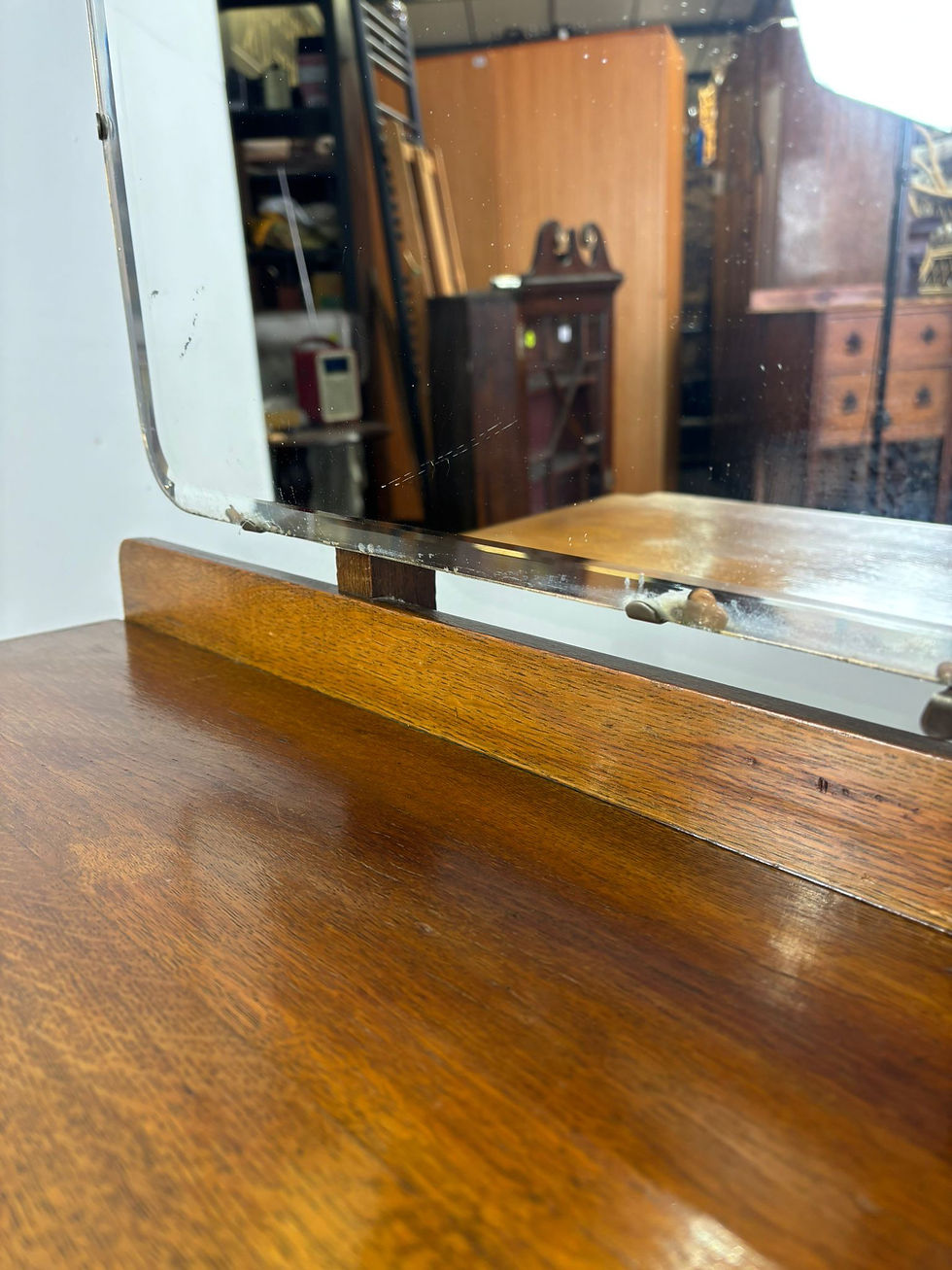 Thumbnail: Art Deco Style Vintage Oak Dressing Table with Mirror