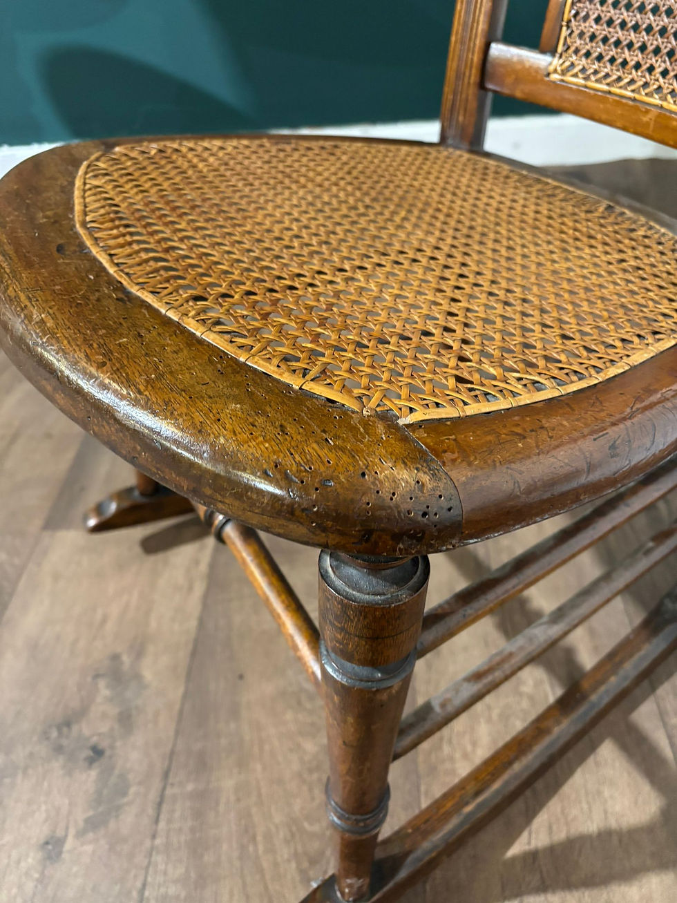 Thumbnail: Edwardian Mahogany Rocking Chair With Berge Style Seat & Back Panel