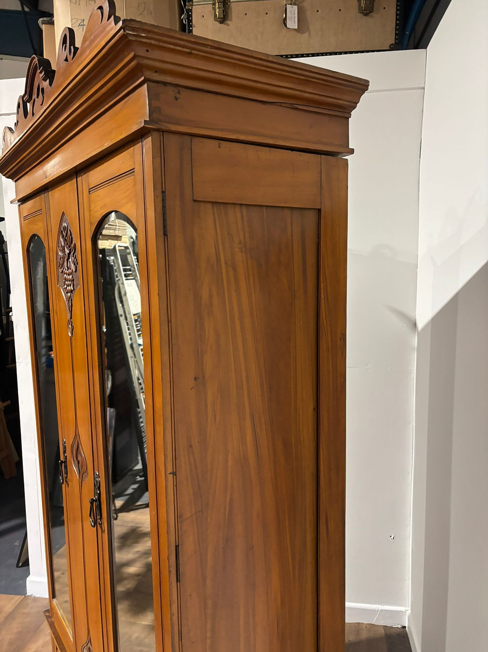 Thumbnail: Edwardian Satinwood Wardrobe with Mirrored Doors