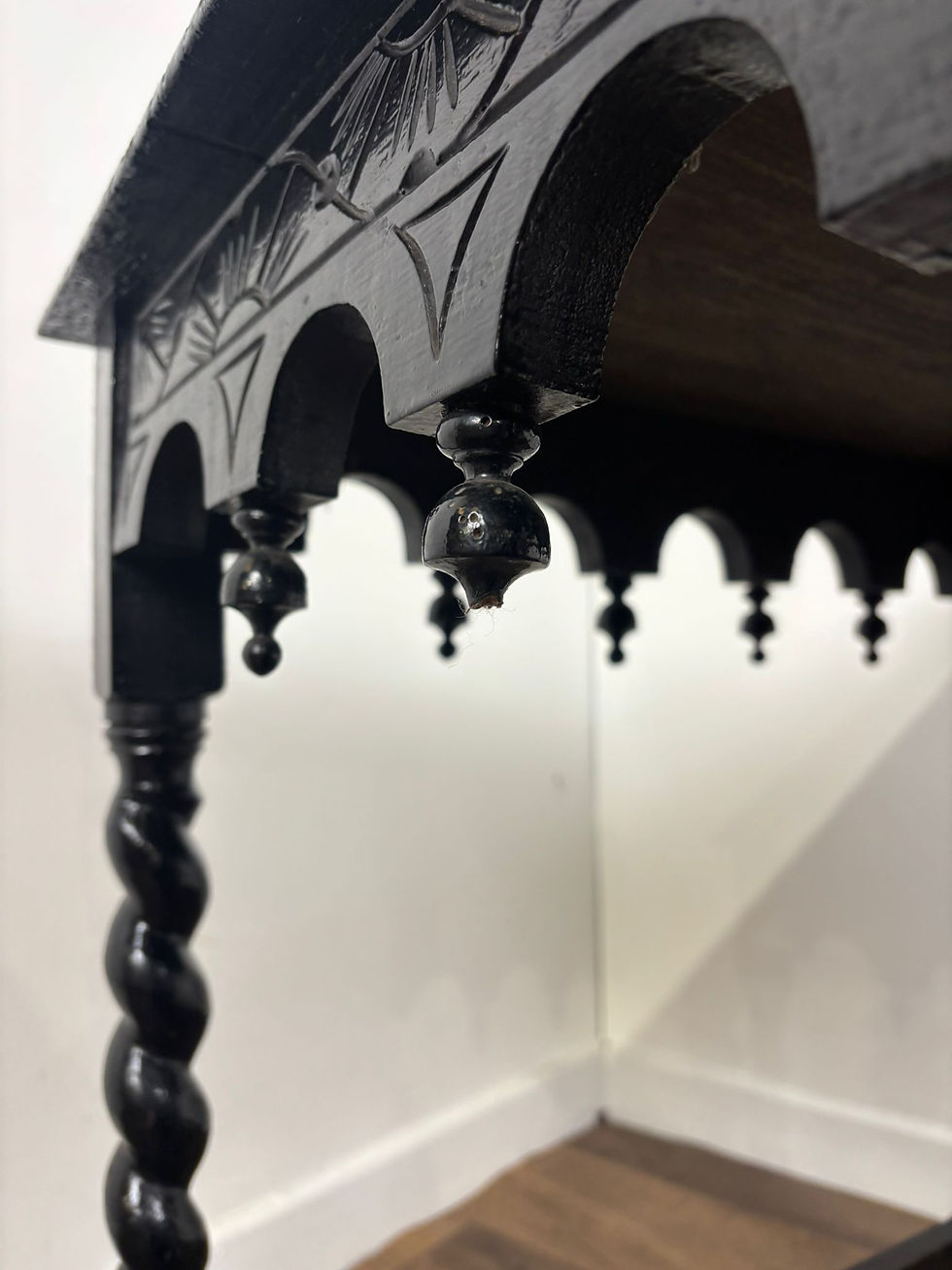 Thumbnail: Antique Heavily Carved Barley Twist Side Table