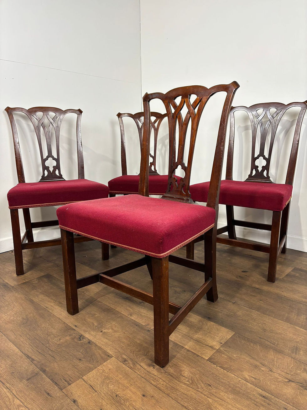 Thumbnail: Vintage Set of Four Georgian Style Mahogany Dining Chairs