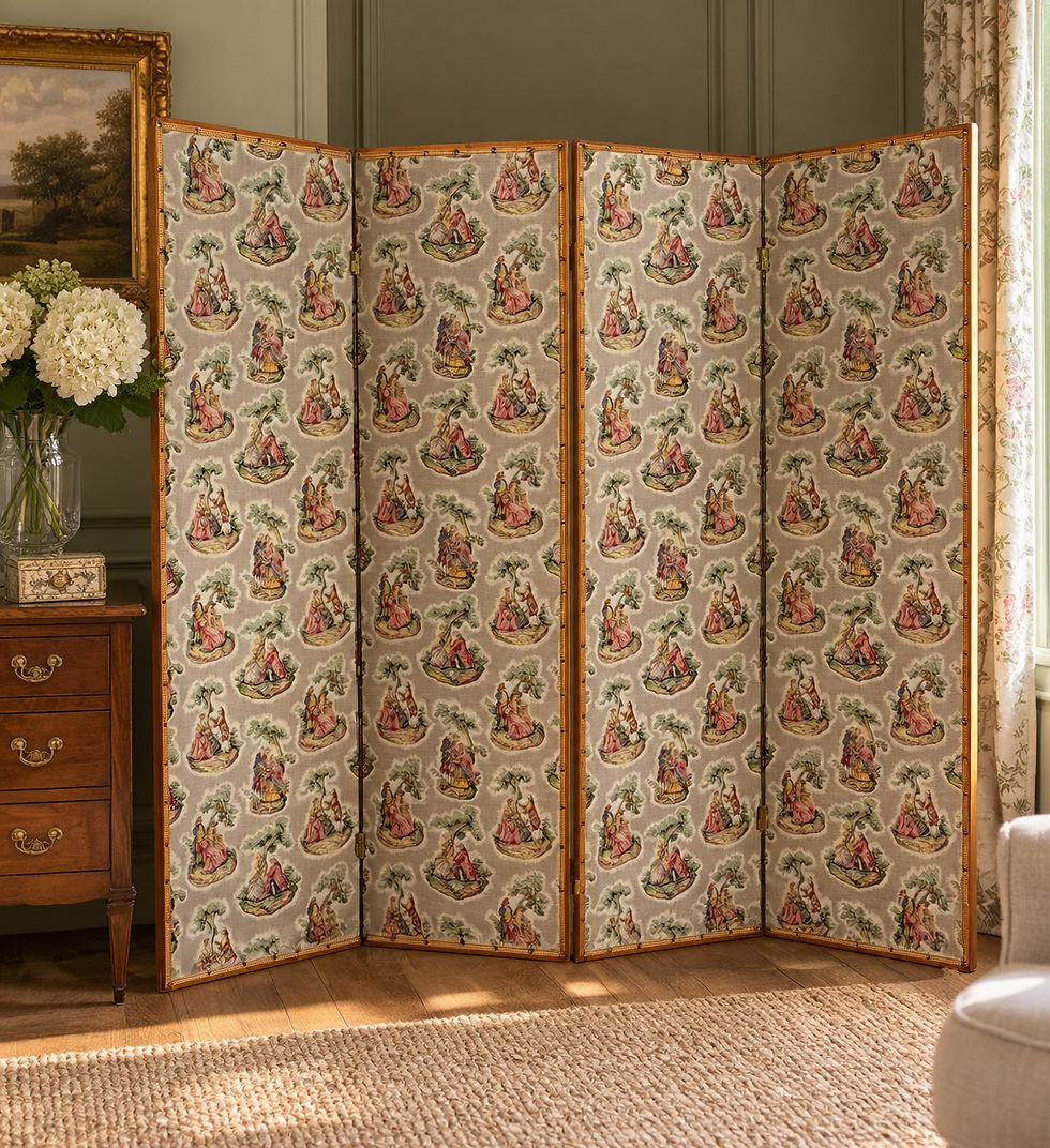 Vintage Four Panel Folding Bedroom Screen
