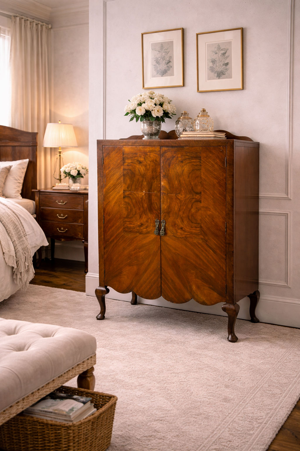 Vintage Walnut Veneered Tallboy