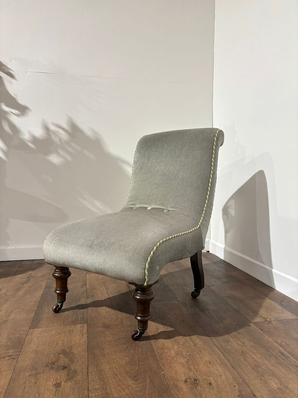 Antique Mahogany Framed Scroll Form Nursing Chair