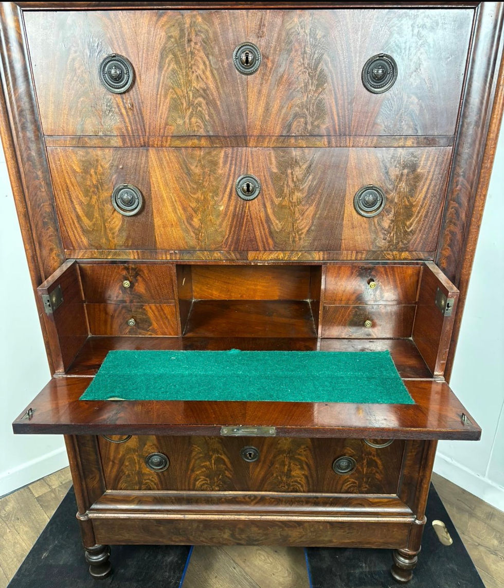 Victorian Flamed Mahogany Secretary Chest of Drawers