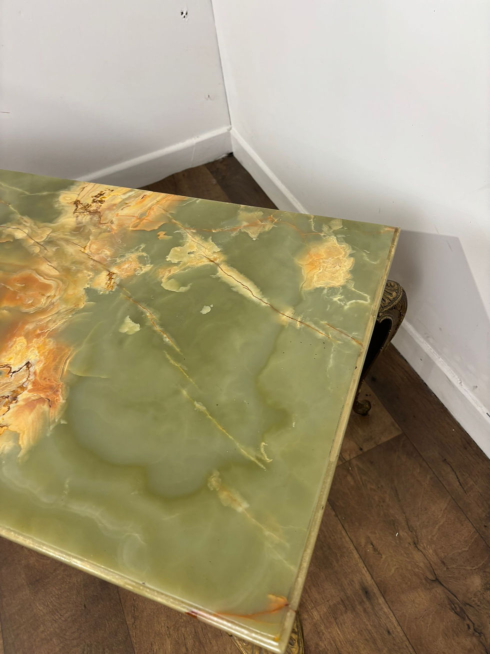 Thumbnail: Vintage Marble Top and Brass Base Coffee Table