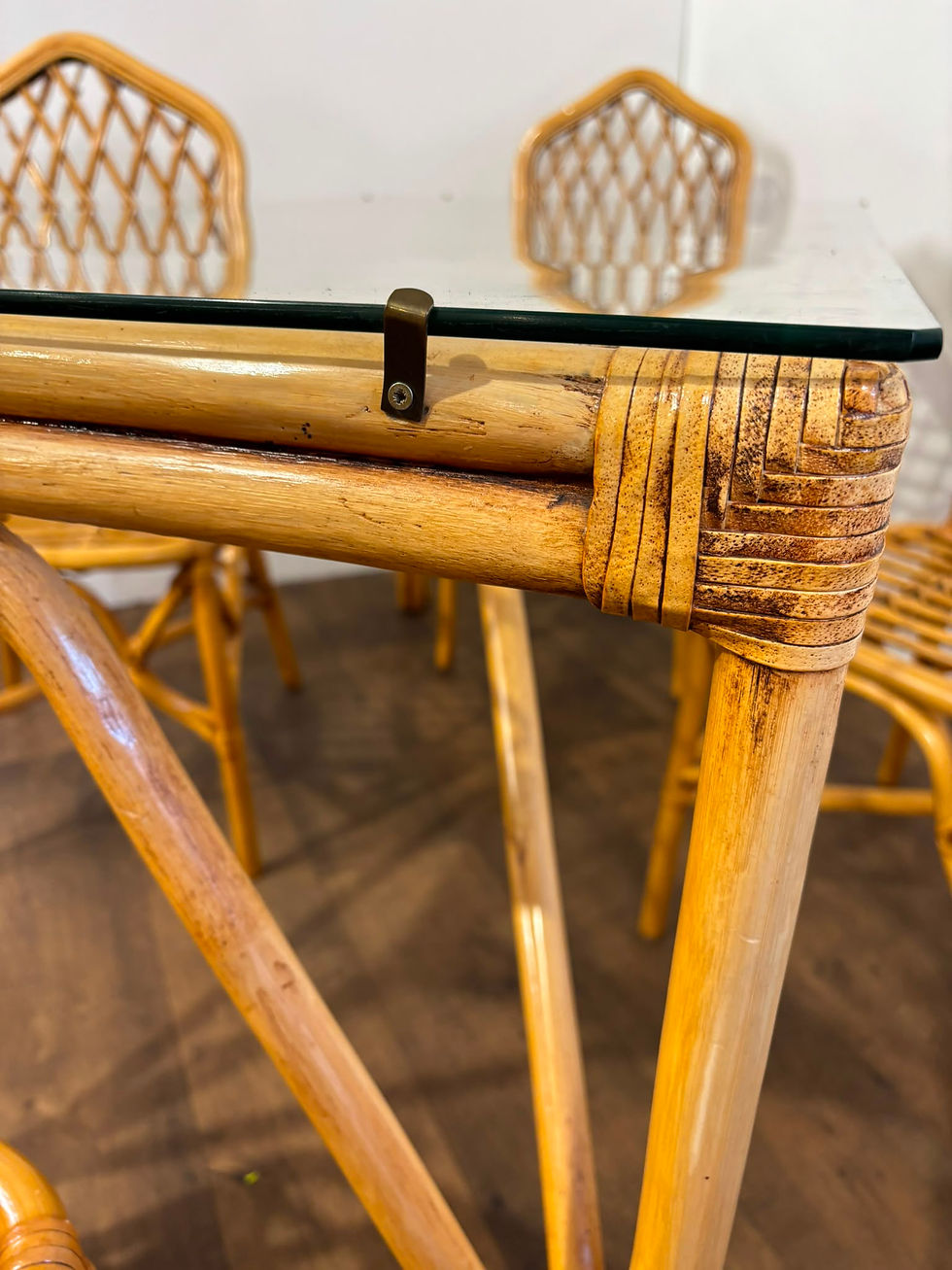 Thumbnail: Vintage Cane & Glass Conservatory Dining Suite
