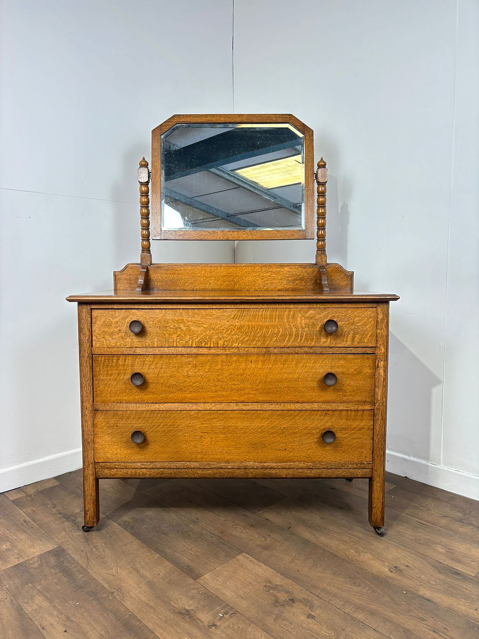 Thumbnail: Vintage Oak Dressing Table with Mirror