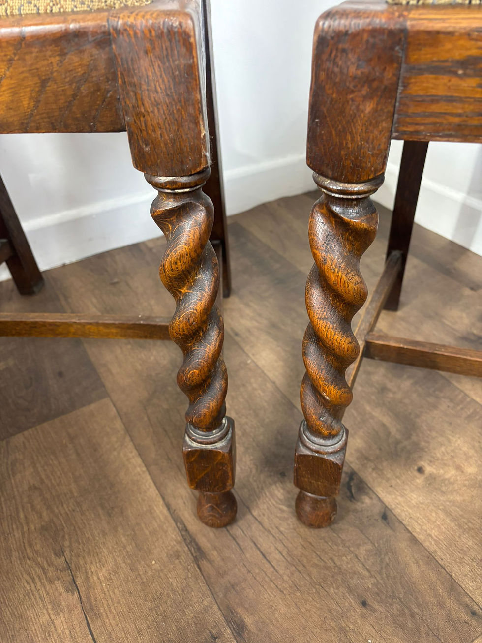 Thumbnail: Vintage Set of Four Oak High Back Barley Twist Dining Chairs