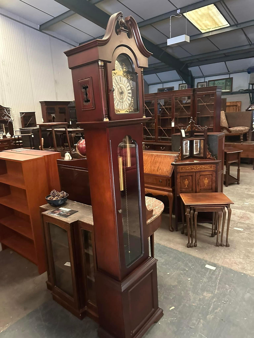 Thumbnail: Contemporary  ‘Tempis Fugit’ long case 8 day mahogany clock
