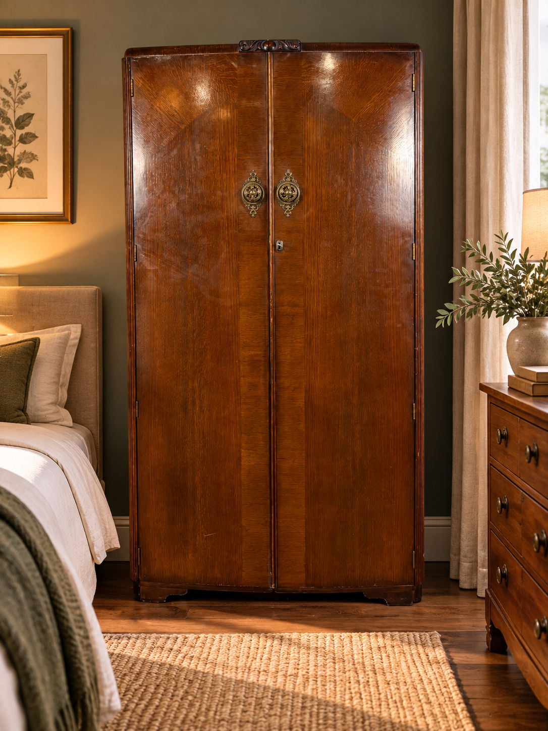 Vintage Oak Fitted Gents Wardrobe